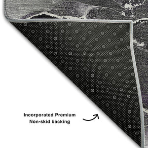 HomeRoots 8' X 10' Contemporary Purple & Charcoal Abstract Washable Area Rug with UV Protection & Durability 646696