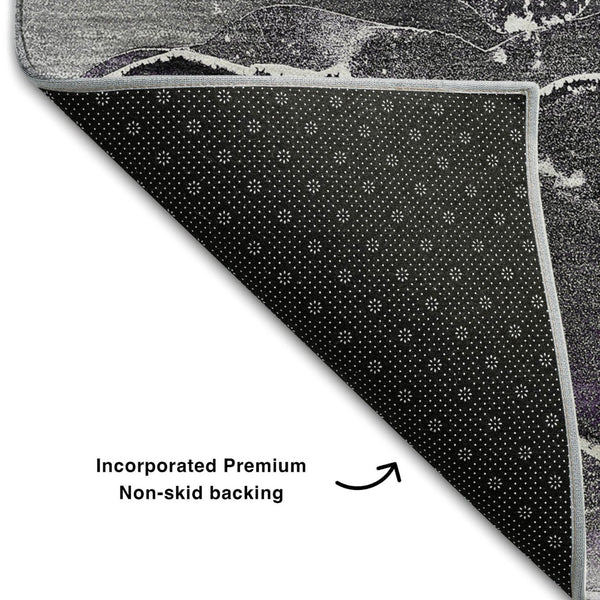 HomeRoots 8' X 10' Contemporary Purple & Charcoal Abstract Washable Area Rug with UV Protection & Durability 646696