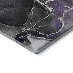 HomeRoots 8' X 10' Contemporary Purple & Charcoal Abstract Washable Area Rug with UV Protection & Durability 646696