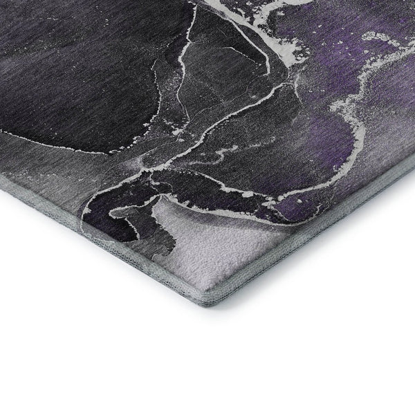 HomeRoots 8' X 10' Contemporary Purple & Charcoal Abstract Washable Area Rug with UV Protection & Durability 646696