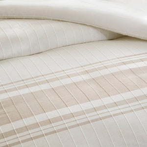 JLA Home Harbor House Blue - 5 Cotton Jacquard Duvet Set with Textured Stripes, Blue Accent, OEKO‑TEX, Hypoallergenic Pillows, Machine Washable 106 L x 90 W x 0.13H HH12-1992