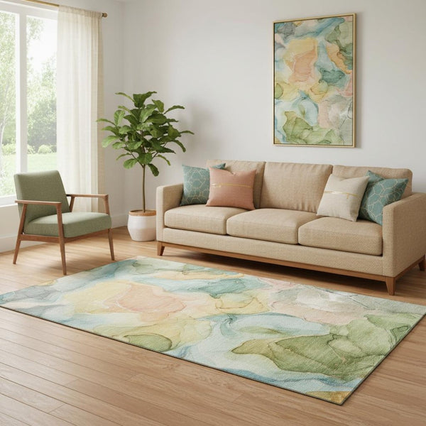HomeRoots 5' X 8' Colorful Abstract Washable Area Rug with UV Protection—Durable, Stain-Resistant & Stylish! 646700