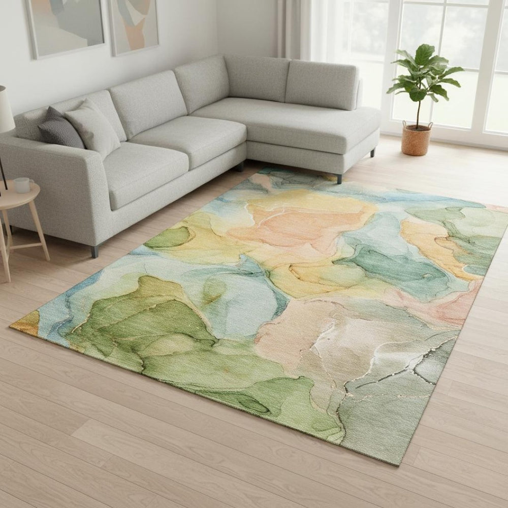 HomeRoots 9' X 12' Vibrant Abstract Washable Area Rug with UV Protection – Ideal for Busy Homes & Style 646703