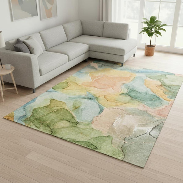 HomeRoots 9' X 12' Vibrant Abstract Washable Area Rug with UV Protection – Ideal for Busy Homes & Style 646703