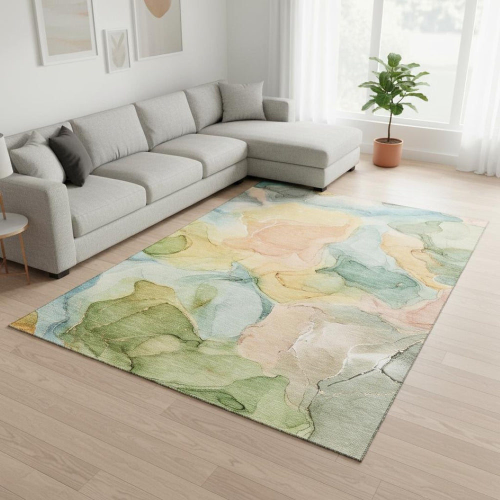 HomeRoots 10' X 14' Vibrant Abstract Area Rug with UV Protection – Washable, Stain Resistant & Perfect for High-Traffic Homes! 646704