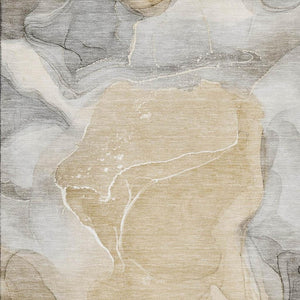 HomeRoots 5' X 8' Abstract Washable Area Rug in Brown, Gray, and Ivory - UV Protected, Durable & Stylish Decor 646706