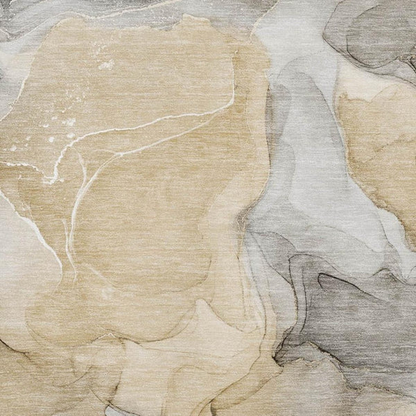 HomeRoots 8' X 10' Brown Gray Ivory Abstract Washable Area Rug - Durable, UV-Protected, Ideal for Homes! 646708