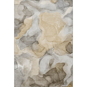 HomeRoots 10' X 14' Brown Gray Ivory Abstract Area Rug - Durable, Washable, UV-Protected for Active Homes 646710