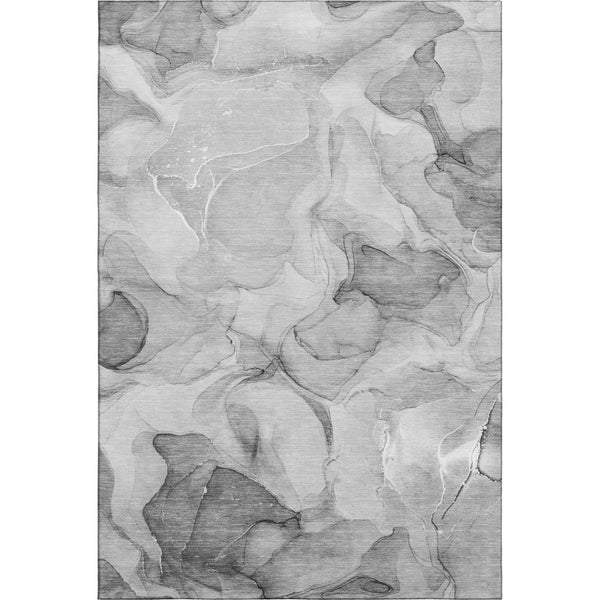 HomeRoots 8' X 10' Gray and Ivory Abstract Area Rug – Durable, Washable, Stain Resistant, UV Protected Design 646714