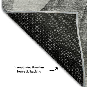 HomeRoots 8' X 10' Gray and Ivory Abstract Area Rug – Durable, Washable, Stain Resistant, UV Protected Design 646714