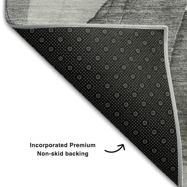 HomeRoots 8' X 10' Gray and Ivory Abstract Area Rug – Durable, Washable, Stain Resistant, UV Protected Design 646714