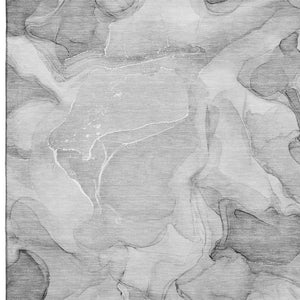 HomeRoots 8' X 10' Gray and Ivory Abstract Area Rug – Durable, Washable, Stain Resistant, UV Protected Design 646714