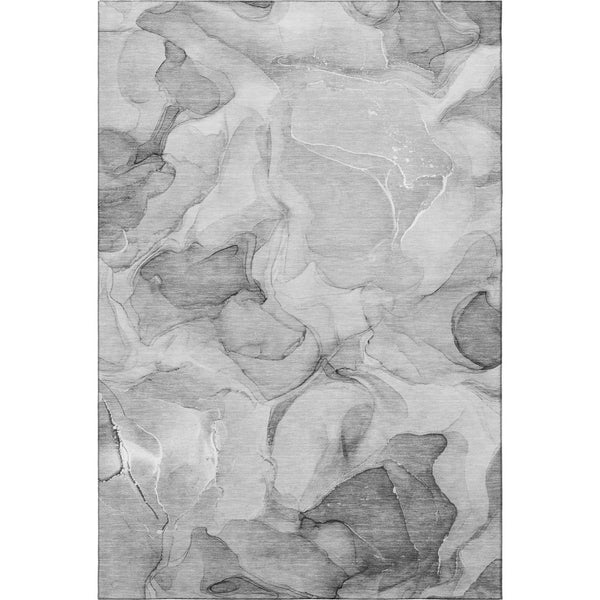 HomeRoots 10' Gray and Ivory Abstract Washable Area Rug with UV Protection - Ideal for High-Traffic Spaces! 646716