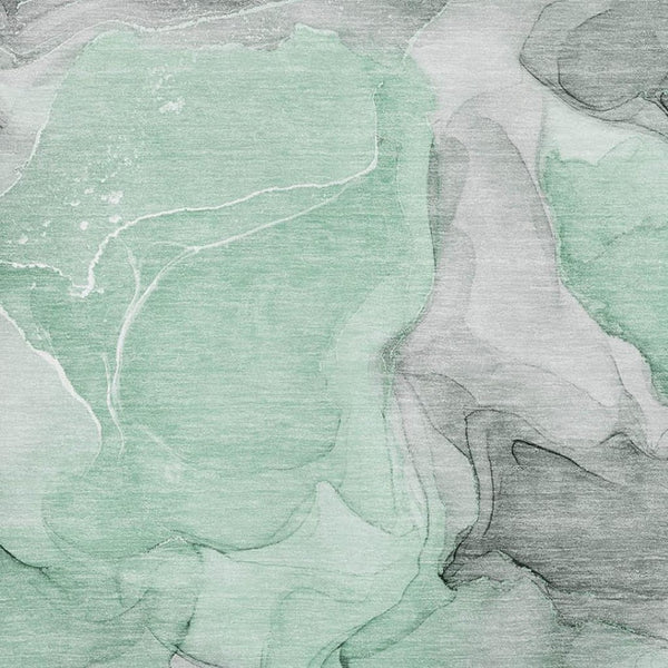 HomeRoots 5' X 8' Contemporary Green Gray Ivory Abstract Washable Area Rug with UV Protection & Durability 646718