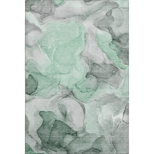 HomeRoots 8' X 10' Washable Area Rug in Green, Gray & Ivory – Modern Abstract Design with UV Protection 646720
