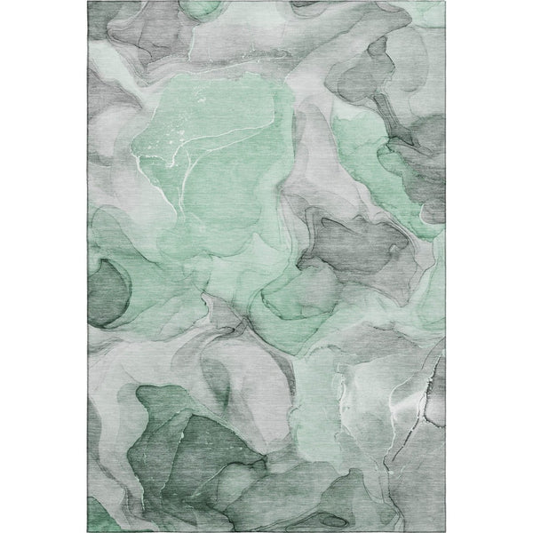 HomeRoots 8' X 10' Washable Area Rug in Green, Gray & Ivory – Modern Abstract Design with UV Protection 646720