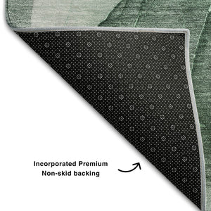 HomeRoots 8' X 10' Washable Area Rug in Green, Gray & Ivory – Modern Abstract Design with UV Protection 646720