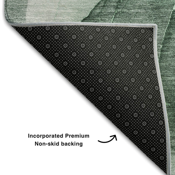 HomeRoots 8' X 10' Washable Area Rug in Green, Gray & Ivory – Modern Abstract Design with UV Protection 646720