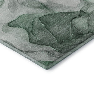 HomeRoots 8' X 10' Washable Area Rug in Green, Gray & Ivory – Modern Abstract Design with UV Protection 646720