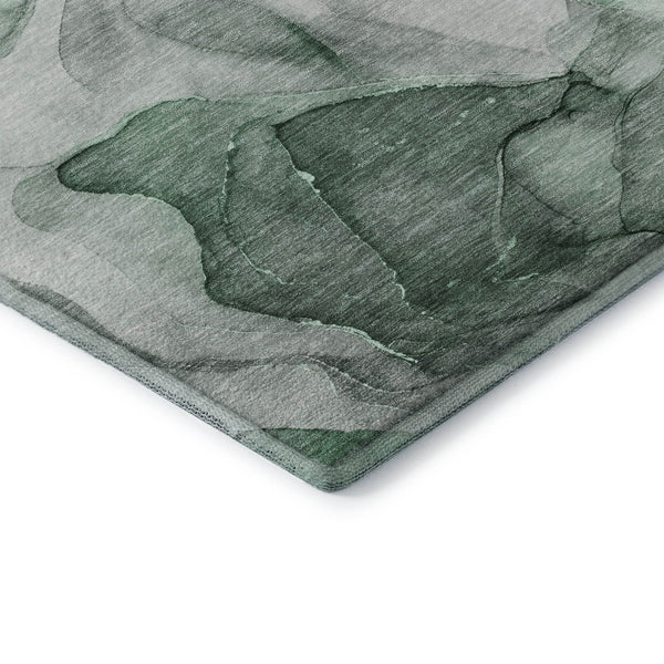 HomeRoots 8' X 10' Washable Area Rug in Green, Gray & Ivory – Modern Abstract Design with UV Protection 646720