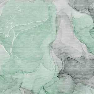 HomeRoots 8' X 10' Washable Area Rug in Green, Gray & Ivory – Modern Abstract Design with UV Protection 646720