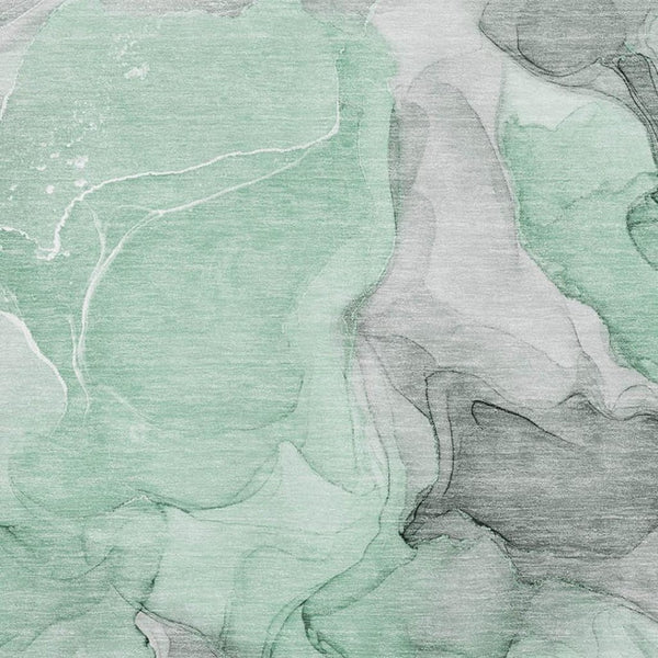 HomeRoots 8' X 10' Washable Area Rug in Green, Gray & Ivory – Modern Abstract Design with UV Protection 646720
