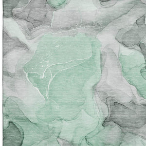 HomeRoots 8' X 10' Washable Area Rug in Green, Gray & Ivory – Modern Abstract Design with UV Protection 646720