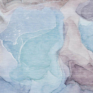 HomeRoots 5' X 8' Abstract Washable Area Rug in Navy, Purple & Gray - UV Protected, Stain Resistant & Stylish 646724