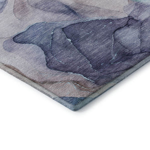HomeRoots 10' Washable Navy Blue, Purple & Gray Abstract Area Rug - Durable UV Protected Design for Busy Homes 646728