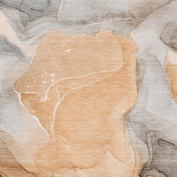HomeRoots 5' X 8' Abstract Washable Area Rug in Orange, Gray & Ivory - UV Protected, Pet-Friendly & Stylish 646730