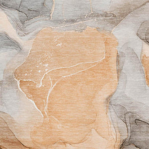 HomeRoots 9' X 12' Abstract Area Rug in Orange, Gray & Ivory – Washable, Stain Resistant, UV Protected Design 646733