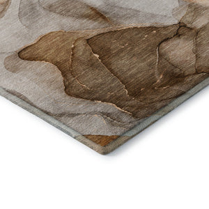 HomeRoots 10' X 14' Vibrant Orange Gray Ivory Abstract Washable Area Rug with UV Protection for Modern Homes 646734