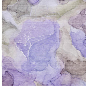 HomeRoots 5' X 8' Purple And Gray Abstract Area Rug - Washable, UV Protected, Stain-Resistant for Modern Homes 646736