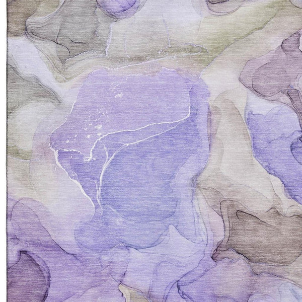 HomeRoots 5' X 8' Purple And Gray Abstract Area Rug - Washable, UV Protected, Stain-Resistant for Modern Homes 646736
