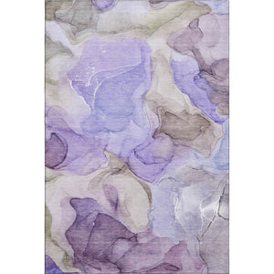 HomeRoots 5' X 8' Purple And Gray Abstract Area Rug - Washable, UV Protected, Stain-Resistant for Modern Homes 646736