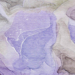 HomeRoots 5' X 8' Purple And Gray Abstract Area Rug - Washable, UV Protected, Stain-Resistant for Modern Homes 646736