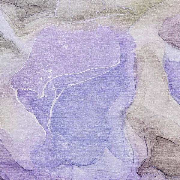 HomeRoots 5' X 8' Purple And Gray Abstract Area Rug - Washable, UV Protected, Stain-Resistant for Modern Homes 646736