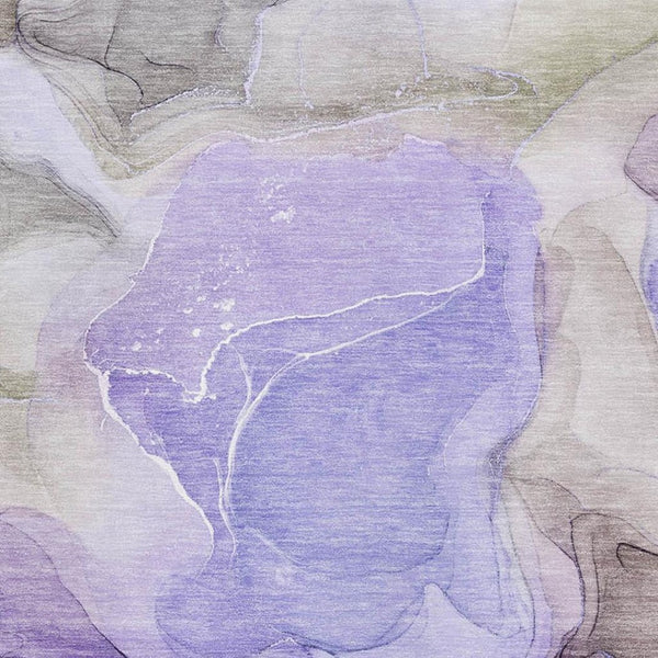 HomeRoots 5' X 8' Purple And Gray Abstract Area Rug - Washable, UV Protected, Stain-Resistant for Modern Homes 646736