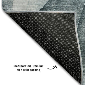 HomeRoots 8' X 10' Teal and Gray Abstract Area Rug - Stylish, Washable, UV-Protected, Perfect for Modern Spaces! 646744