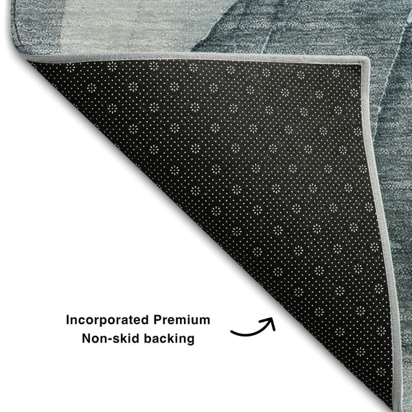 HomeRoots 8' X 10' Teal and Gray Abstract Area Rug - Stylish, Washable, UV-Protected, Perfect for Modern Spaces! 646744