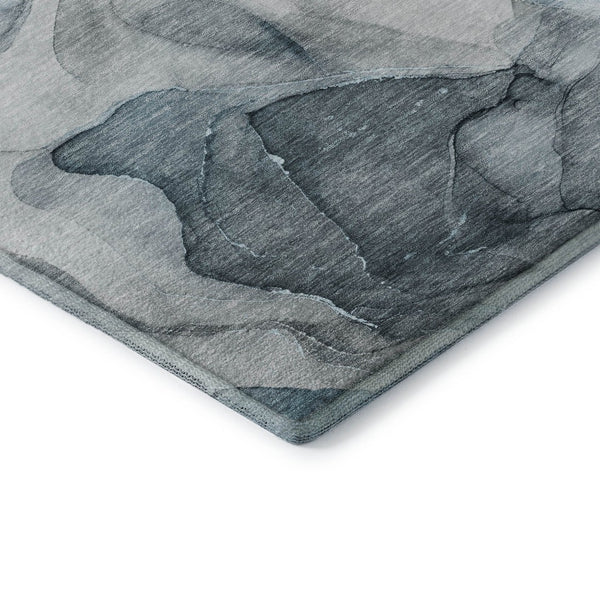 HomeRoots 8' X 10' Teal and Gray Abstract Area Rug - Stylish, Washable, UV-Protected, Perfect for Modern Spaces! 646744