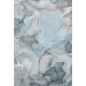HomeRoots 9' X 12' Teal and Gray Abstract Area Rug - Washable, UV Protected, Perfect for High-Traffic Spaces! 646745