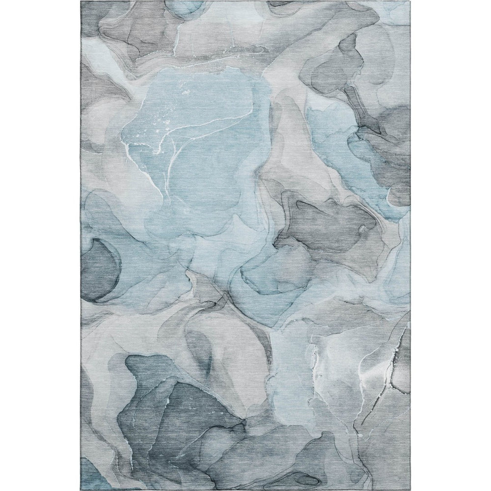 HomeRoots 10' Teal and Gray Abstract Washable Area Rug – UV Protected, Stain Resistant, Perfect for Modern Spaces! 646746