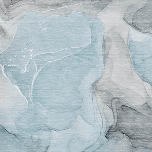 HomeRoots 10' Teal and Gray Abstract Washable Area Rug – UV Protected, Stain Resistant, Perfect for Modern Spaces! 646746