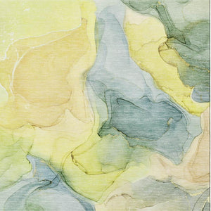 HomeRoots 8' X 10' Washable Abstract Area Rug in Yellow, Blue & Beige - UV Protected, Durable for Homes 646750