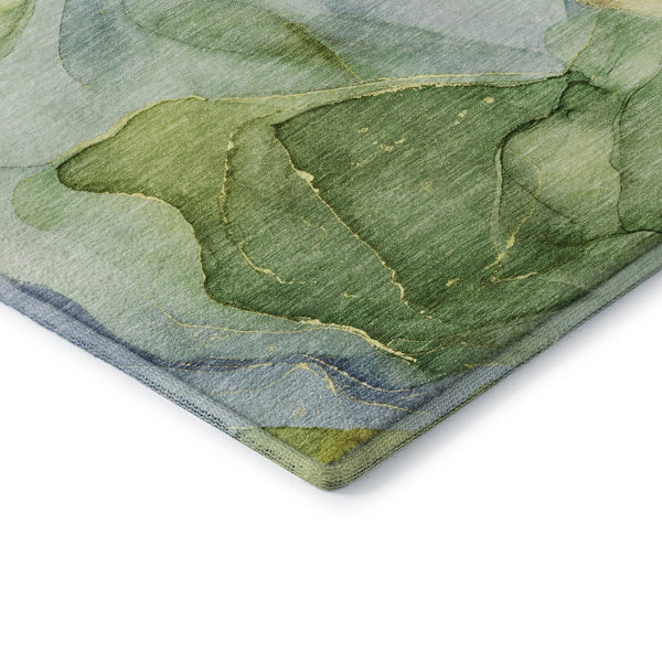 HomeRoots 10' X 14' Washable Area Rug in Yellow, Blue & Beige – Durable, UV Resistant, & Perfect for Kids & Pets! 646752