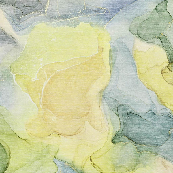 HomeRoots 10' X 14' Washable Area Rug in Yellow, Blue & Beige – Durable, UV Resistant, & Perfect for Kids & Pets! 646752
