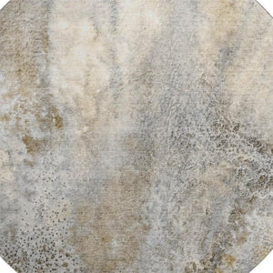 HomeRoots 8' Beige And Ivory Abstract Round Area Rug – Washable, UV Protected, Durable Design for High Traffic Areas 646765