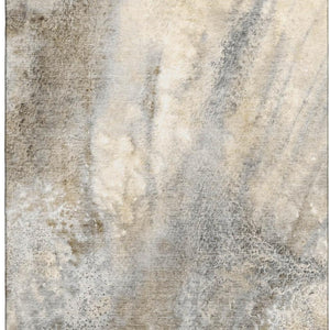 HomeRoots 8' X 10' Beige & Ivory Abstract Area Rug – Washable, Stain Resistant, UV Protected for Modern Homes 646766