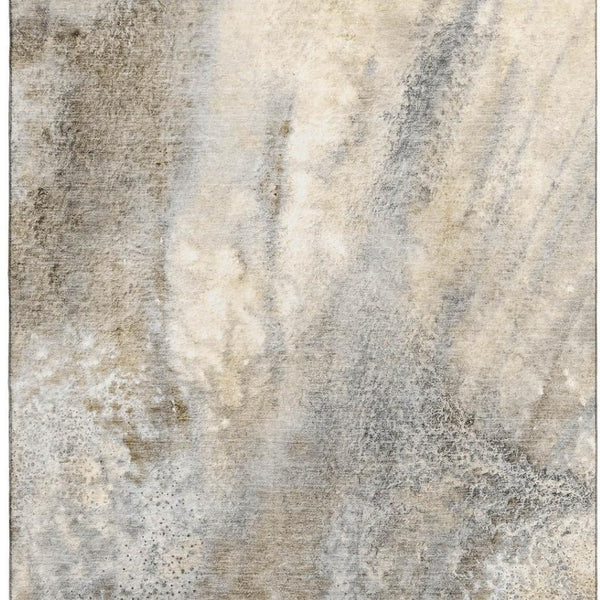 HomeRoots 8' X 10' Beige & Ivory Abstract Area Rug – Washable, Stain Resistant, UV Protected for Modern Homes 646766